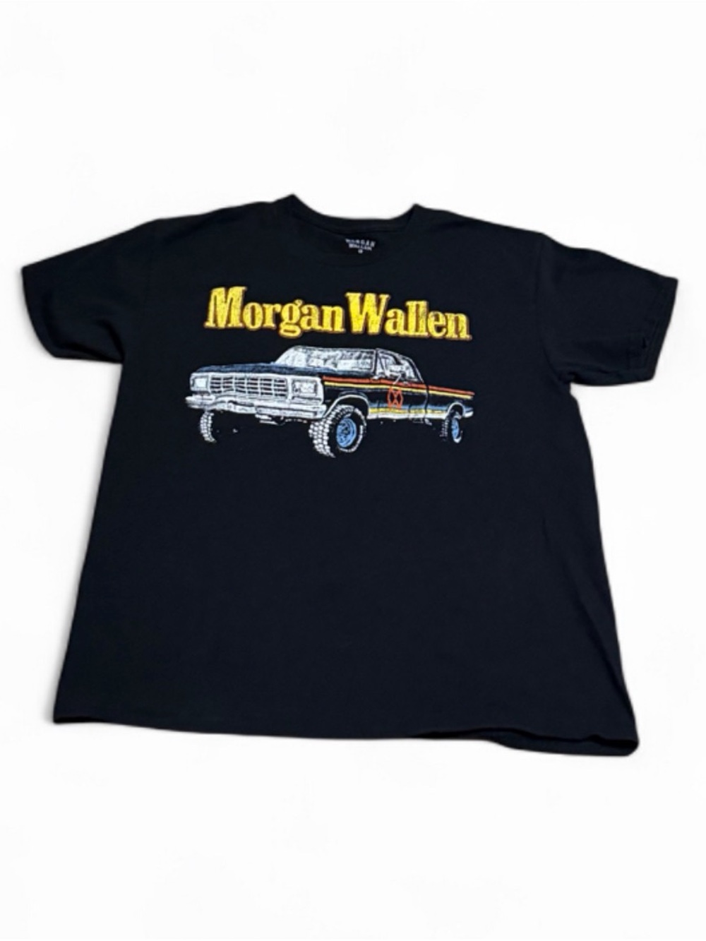 Morgan Wallen Black Short Sleeve Tee with Yellow Logo & Car Graphic